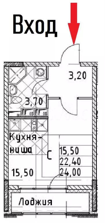 Квартира-студия, 24 м, 7/13 эт. - Фото 0