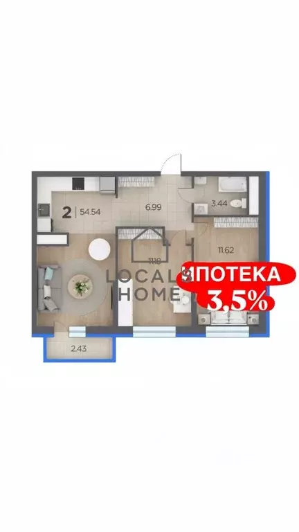 2-к кв. Рязанская область, Рязанский район, Дядьковское с/пос, с. ... - Фото 1