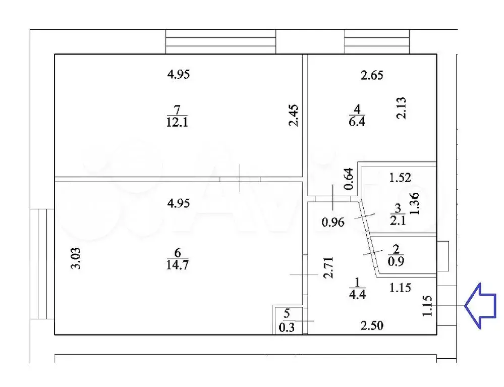 2-к. квартира, 41 м, 2/5 эт. - Фото 0
