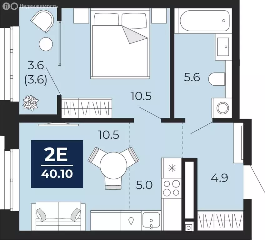 2-комнатная квартира: Тюмень, улица Тимофея Чаркова, 77 (40.1 м) - Фото 1