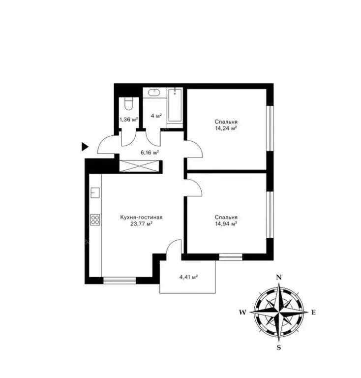 2-к кв. Санкт-Петербург ул. Вадима Шефнера, 4 (64.5 м) - Фото 2