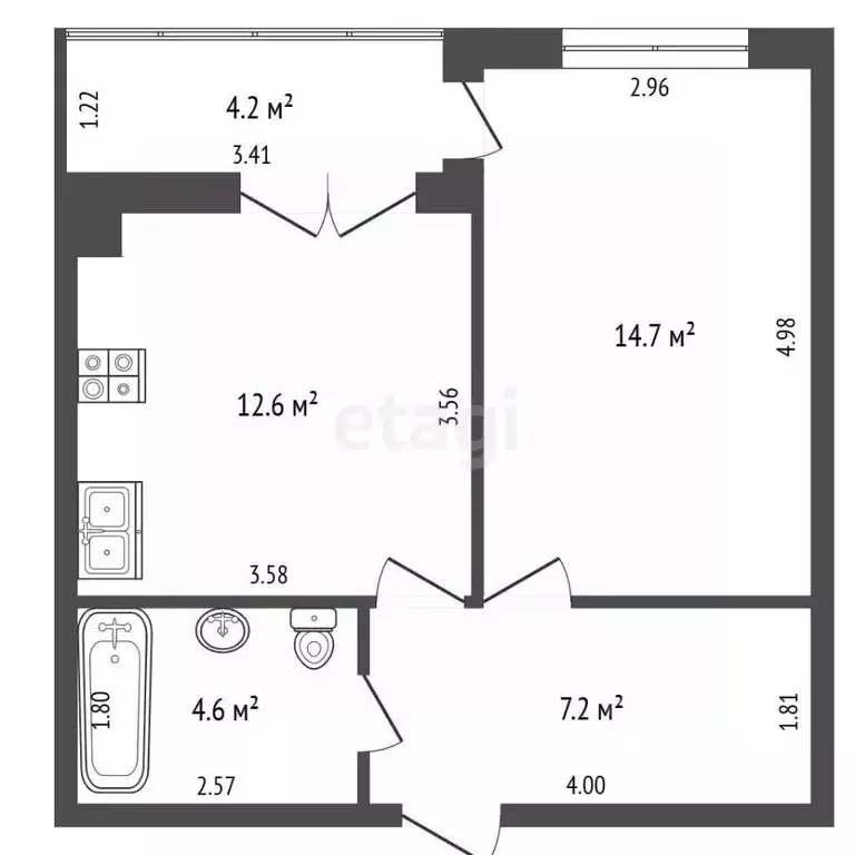 1-к кв. Калининградская область, Зеленоградск ул. Большая Окружная, 4 ... - Фото 2