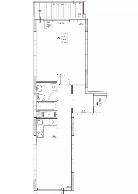 2-к кв. Приморский край, Владивосток ул. Расула Гамзатова, 7к3 (53.9 ... - Фото 0