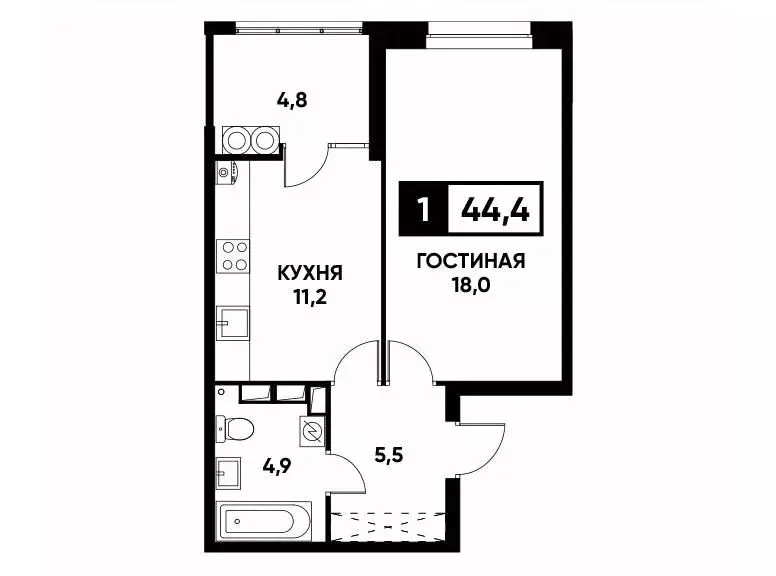 1-к кв. Ставропольский край, Ставрополь ул. Тухачевского, 33к3 (44.4 ... - Фото 0