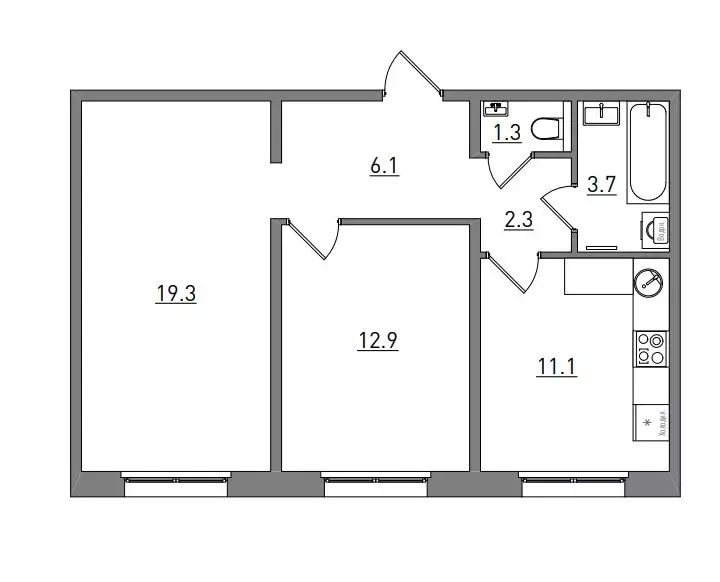 2-комнатная квартира: Киров, Чистопрудненская улица, 13А (56.7 м) - Фото 2