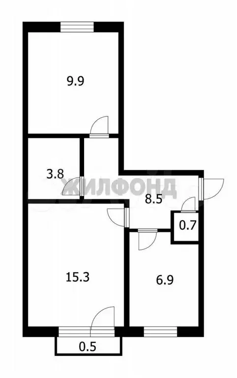 2-к. квартира, 45,6 м, 4/5 эт. - Фото 0