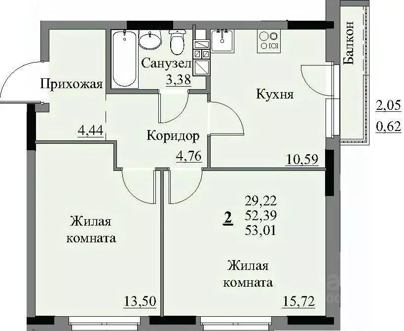 2-к кв. Удмуртия, Ижевск Автопроизводство жилрайон, 3-й мкр, Арден на ... - Фото 1
