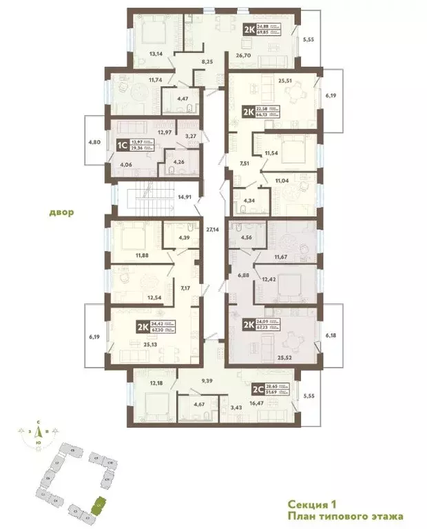 2-к кв. Свердловская область, Екатеринбург ул. Абрикосовая, 58 (51.69 ... - Фото 1