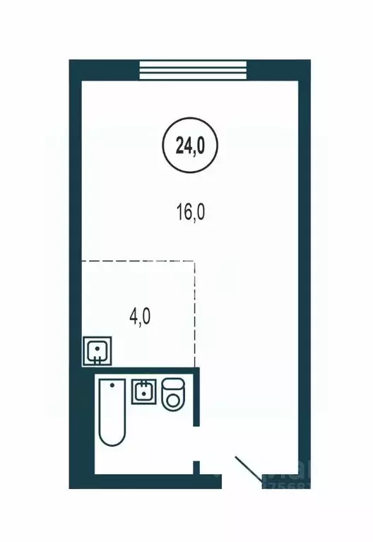 Студия Новосибирская область, Бердск Черемушная ул., 53к1 (24.0 м) - Фото 2