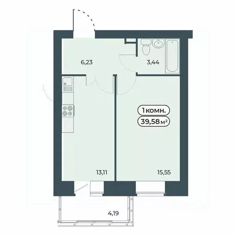 1-к кв. Красноярский край, Красноярск ул. Светлова, 25/1 (39.58 м) - Фото 1