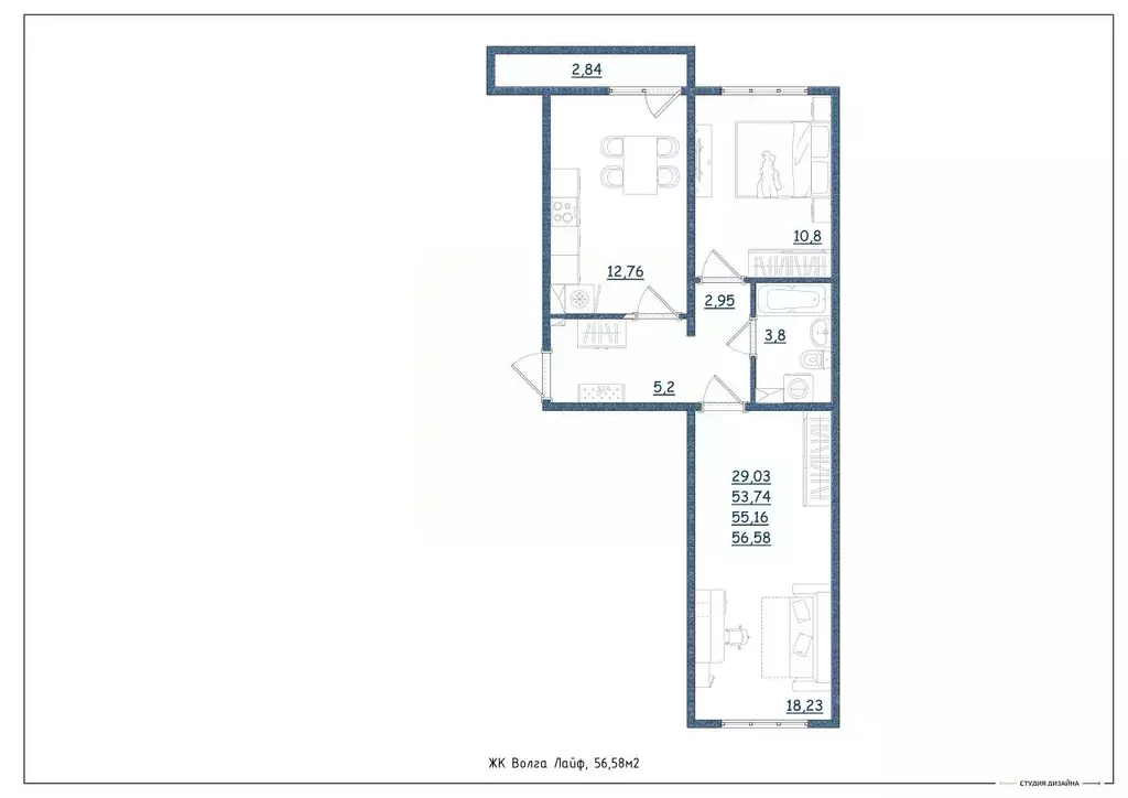 2-к кв. Тверская область, Тверь Новочеркасская ул., 49 (56.58 м) - Фото 1