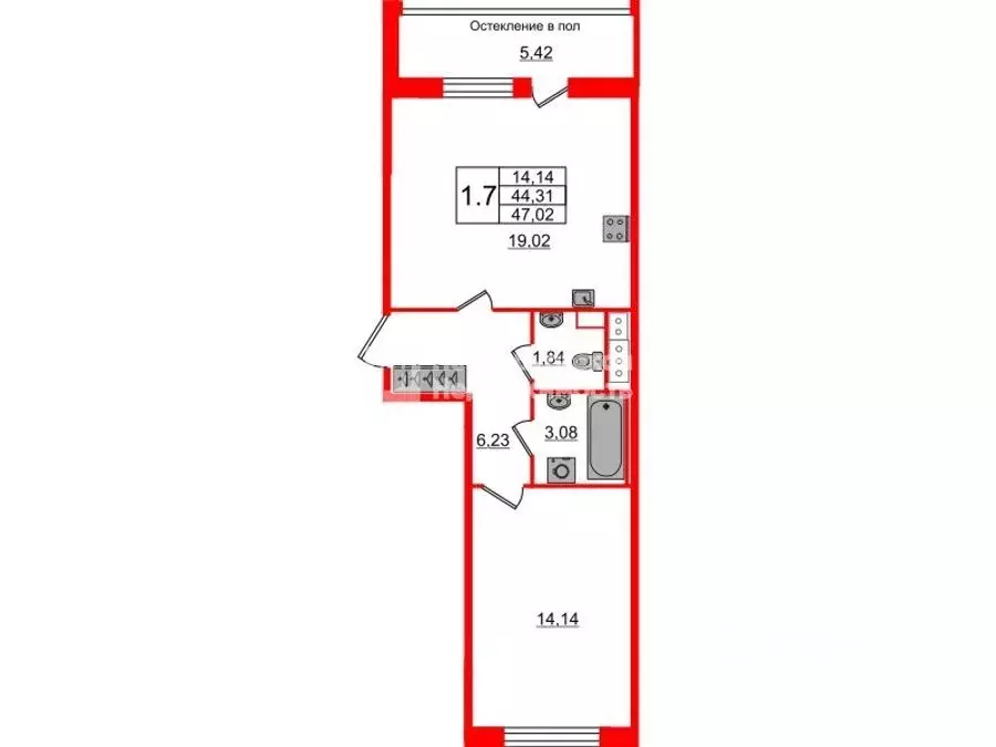 1-к кв. Санкт-Петербург Кубинская ул., 76к1 (43.8 м) - Фото 1