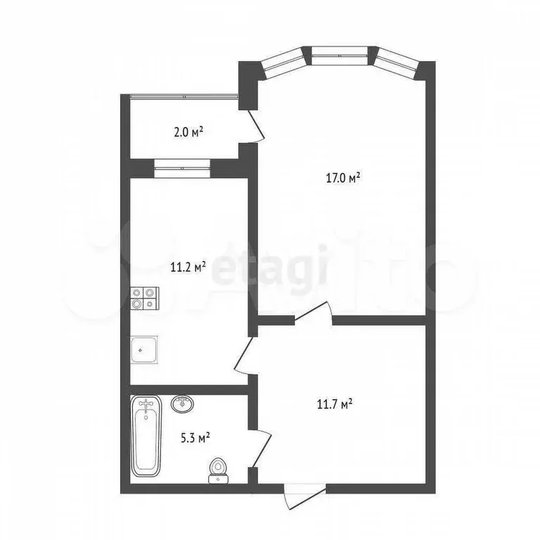 1-к. квартира, 45,2 м, 7/9 эт. - Фото 0