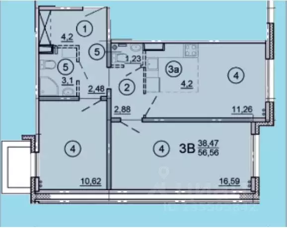 3-к кв. Ярославская область, Ярославль ул. Дядьковская, 16А (56.6 м) - Фото 1
