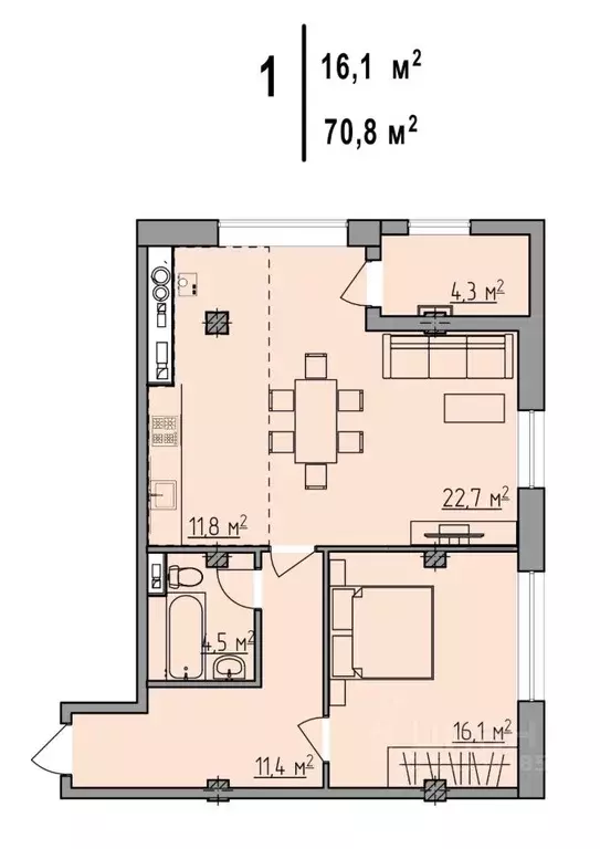 2-к кв. Липецкая область, Липецк ул. И.В. Шкатова, 21 (70.8 м) - Фото 0