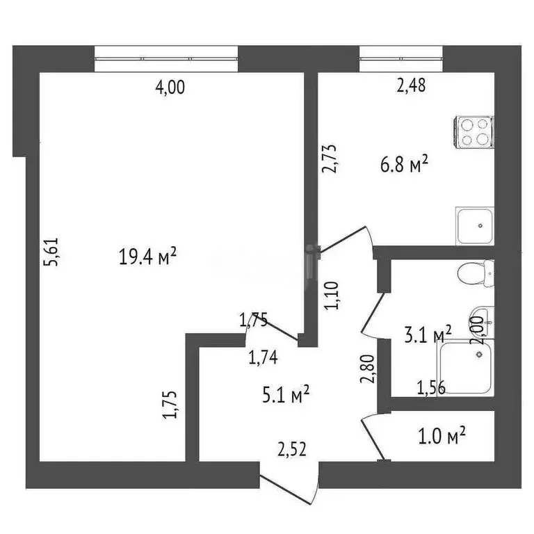 1-комнатная квартира: Стерлитамак, улица Строителей, 18 (35.9 м) - Фото 1