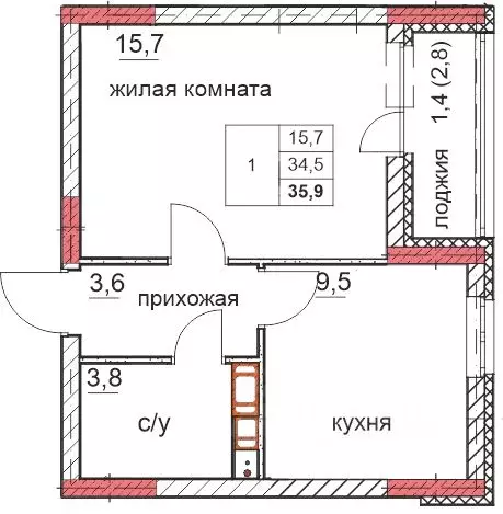 1-к кв. Нижегородская область, Дзержинск Комсомольский мкр,  (34.5 м) - Фото 0