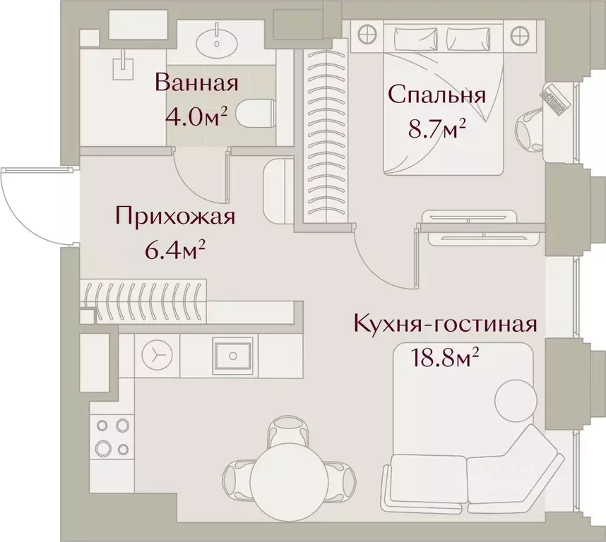 1-к кв. Татарстан, Казань Щербаковский пер., 5 (37.86 м) - Фото 2