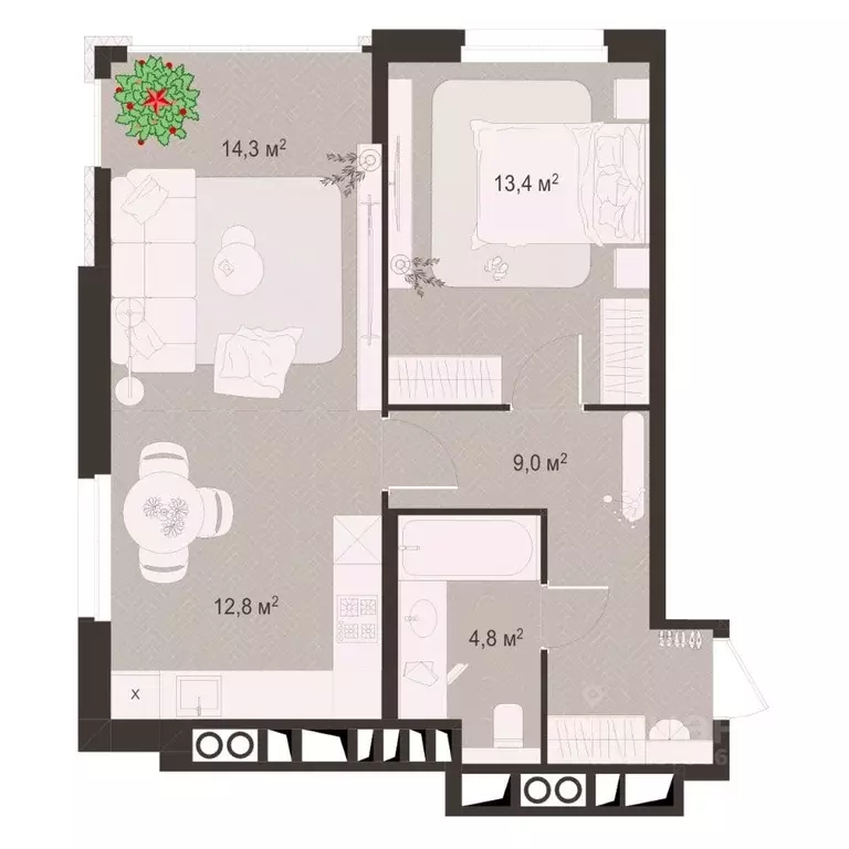 2-к кв. Рязанская область, Рязань пос. Шпалозавода, Окская Стрелка ... - Фото 1