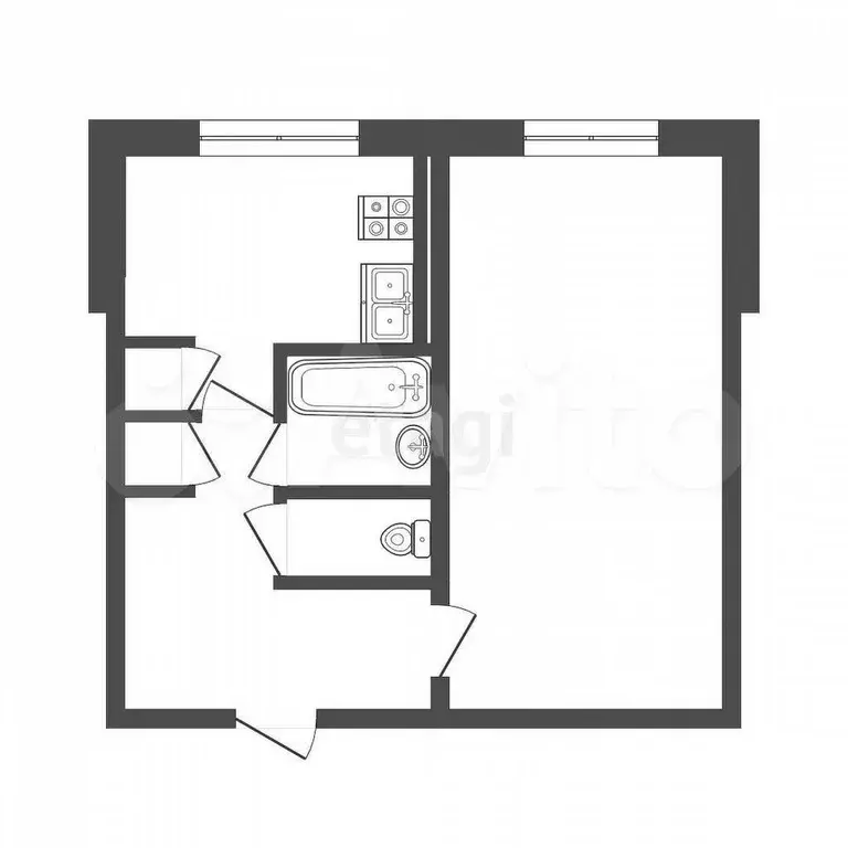 1-к. квартира, 32,5 м, 5/5 эт. - Фото 0