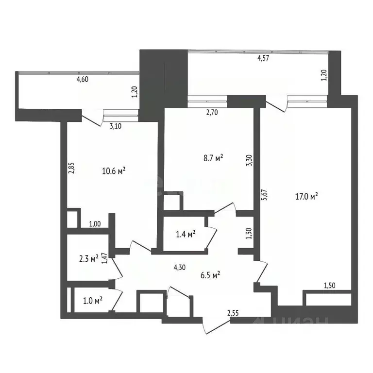 2-к кв. Амурская область, Тында ул. Красная Пресня, 43 (52.4 м) - Фото 2