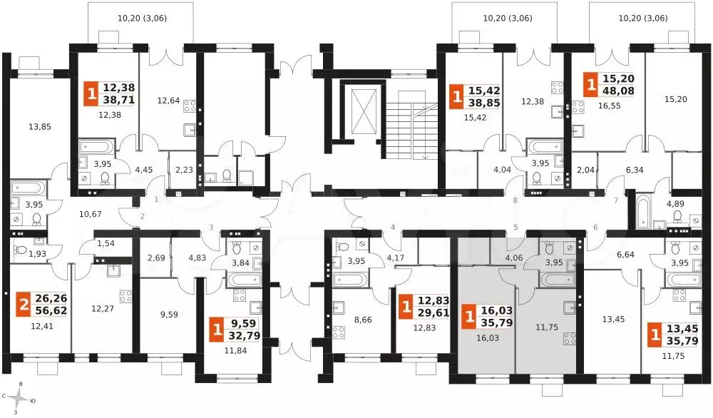 1-к. квартира, 35,8 м, 1/3 эт. - Фото 1