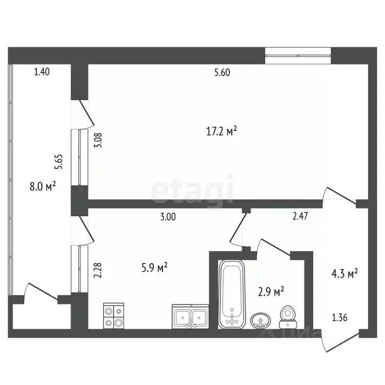 1-к кв. Крым, Ялта муниципальный округ, Гаспра пгт ул. Школьная, 22/17 ... - Фото 2
