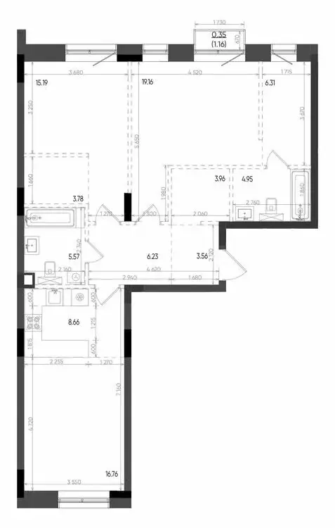 3-комнатная квартира: Казань, ЖК Минтимер (94.48 м) - Фото 0