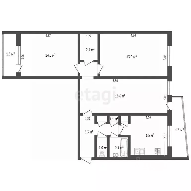 3-к кв. Мордовия, Саранск ул. Богдана Хмельницкого, 12с3 (64.0 м) - Фото 1