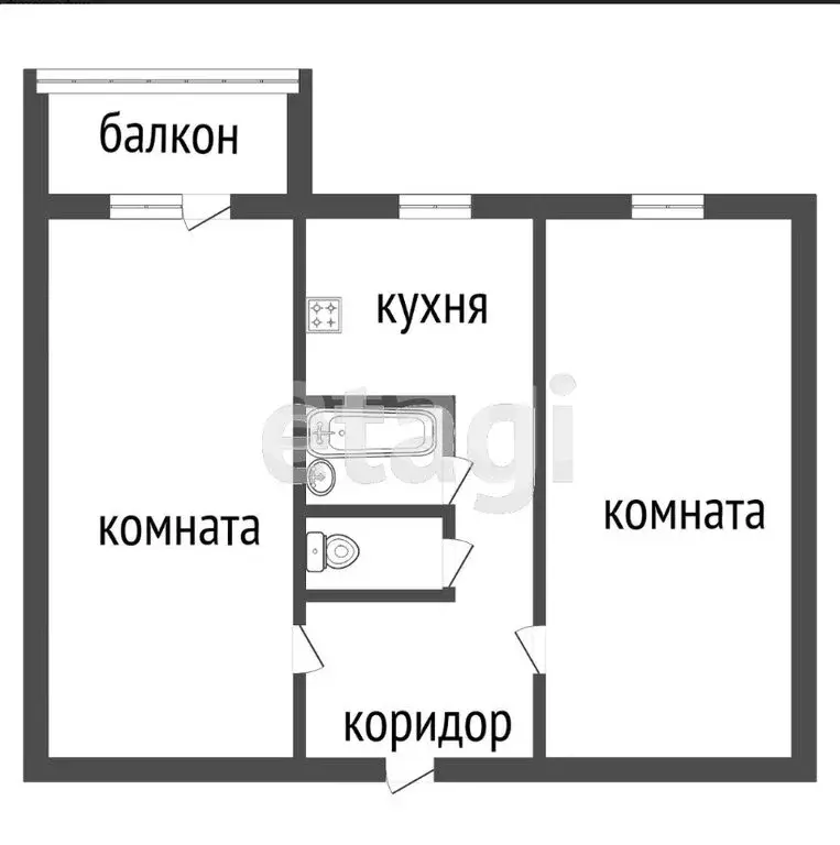 2-комнатная квартира: Курган, улица Свердлова, 24 (43.8 м) - Фото 0