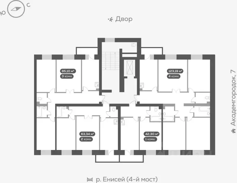 3-к кв. Красноярский край, Красноярск ул. Академгородок, 78 (85.4 м) - Фото 1