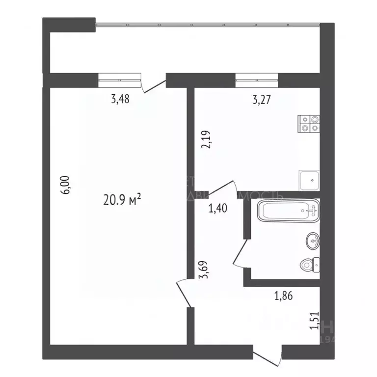 1-к кв. Тюменская область, Тюмень ул. Мельникайте, 129/1 (36.2 м) - Фото 2