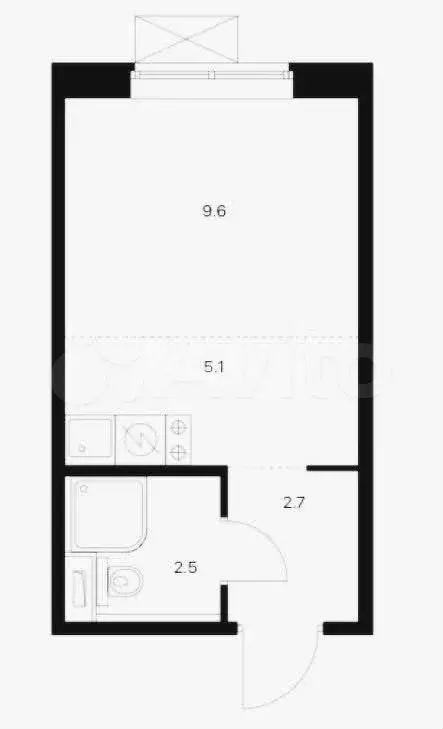 Квартира-студия, 36 м, 4/9 эт. - Фото 1