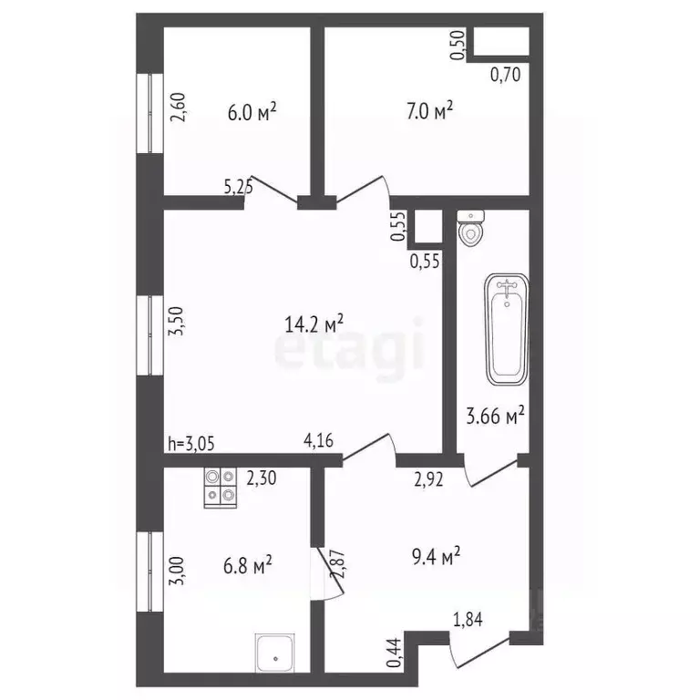 3-к кв. Брянская область, Брянск ул. Карла Маркса, 12 (46.0 м) - Фото 1