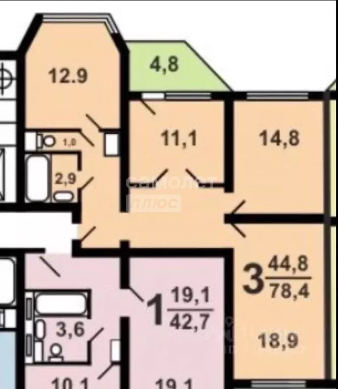 3-к кв. Москва Покровская ул., 18 (77.1 м) - Фото 2
