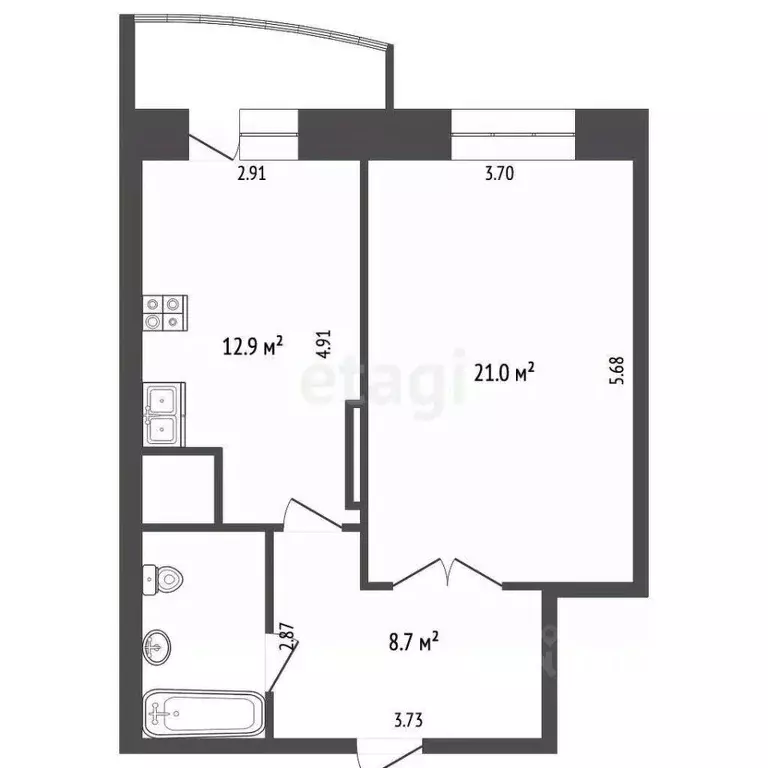 1-к кв. Московская область, Подольск Быковская ул., 10 (49.4 м) - Фото 1