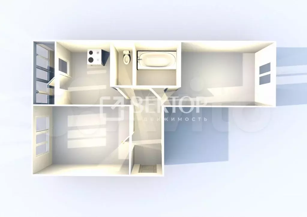 2-к. квартира, 46,5 м, 5/5 эт. - Фото 0