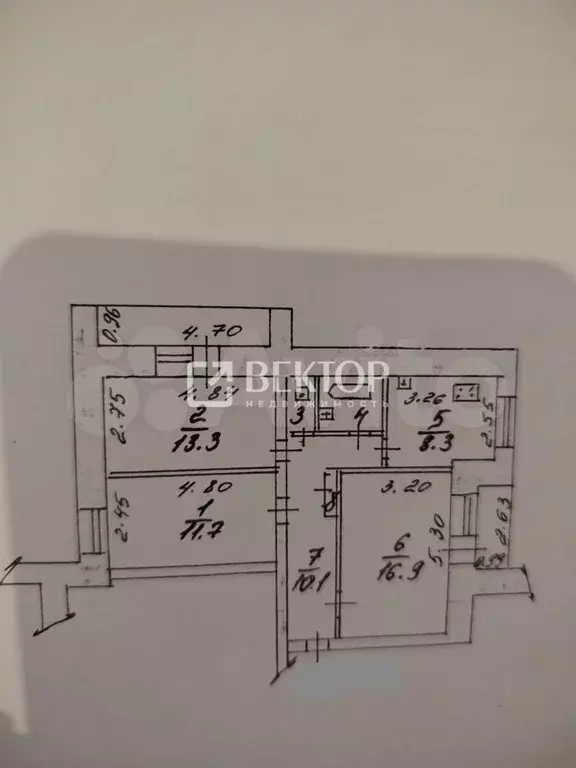 3-к. квартира, 64,9 м, 7/9 эт. - Фото 0