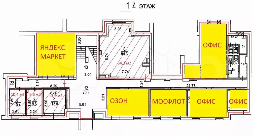 Офис, Помещение свободного назначения, 54.3 м - Фото 0