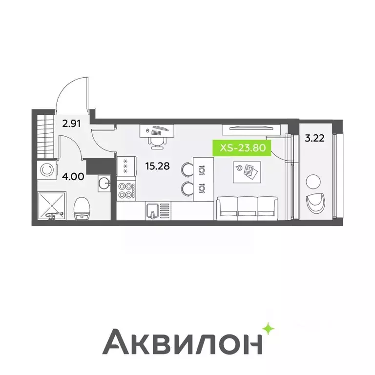 Студия Санкт-Петербург Аквилон Ливз 2 жилой комплекс (23.8 м) - Фото 0