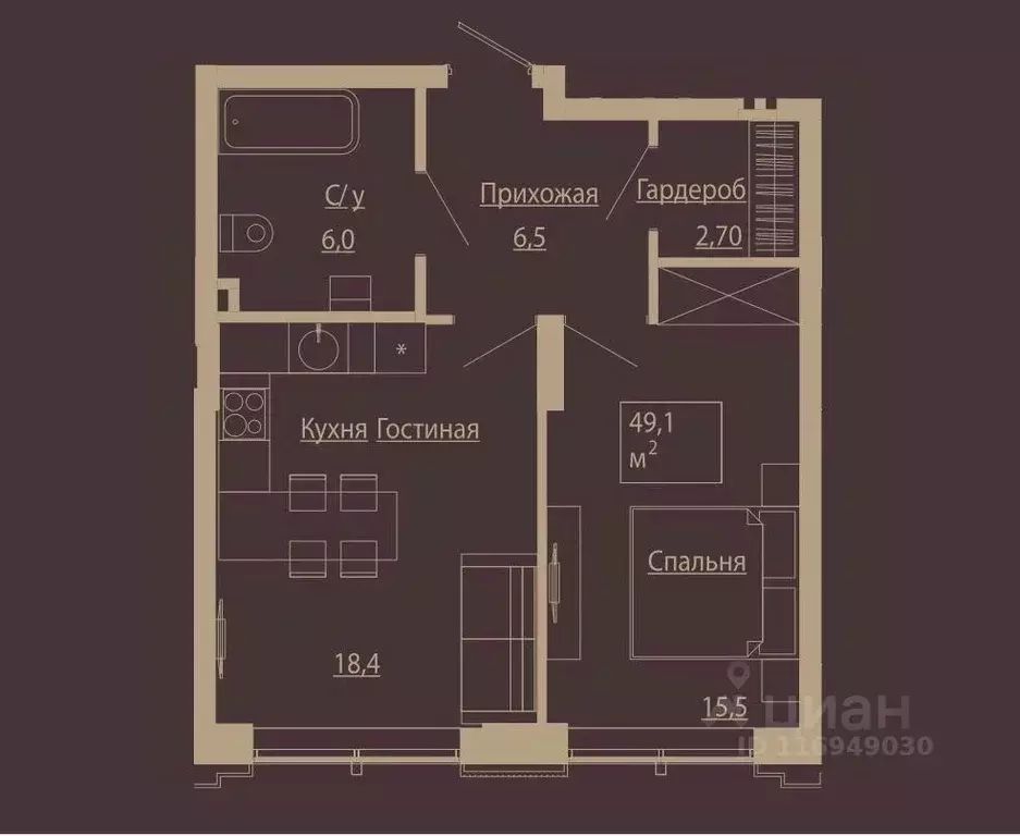 2-к кв. Новосибирская область, Новосибирск ул. Чаплыгина, 54 (49.1 м) - Фото 0