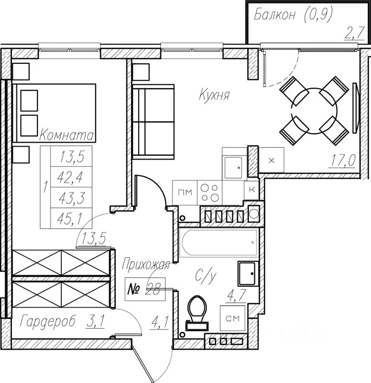 1-к кв. Калининградская область, Пионерский  (43.3 м) - Фото 1