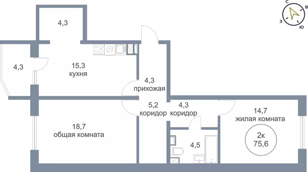 2-к кв. Ханты-Мансийский АО, Нефтеюганск 6-й мкр, 17 (75.6 м) - Фото 1