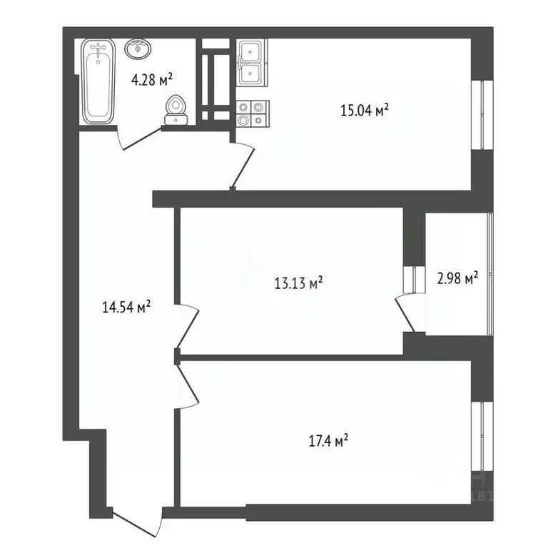 2-к кв. Ростовская область, Ростов-на-Дону Тибетская ул., 1Вс3 (68.7 ... - Фото 1