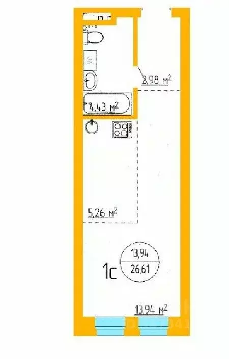 1-к кв. Башкортостан, Уфа ул. Аксакова, 79 (26.66 м) - Фото 1