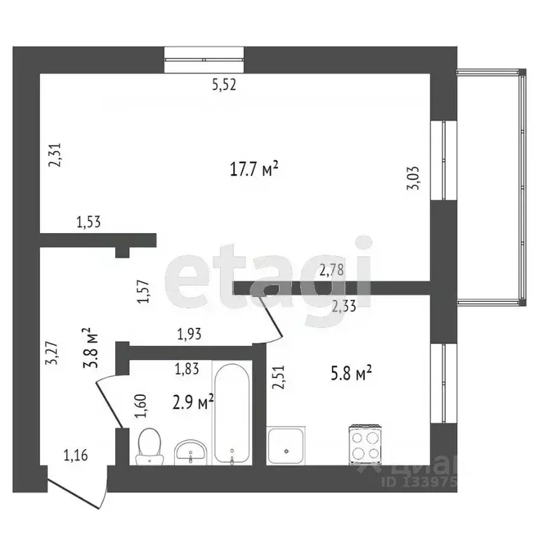 1-к кв. Тверская область, Бежецк Краснослободская ул., 11 (30.4 м) - Фото 2