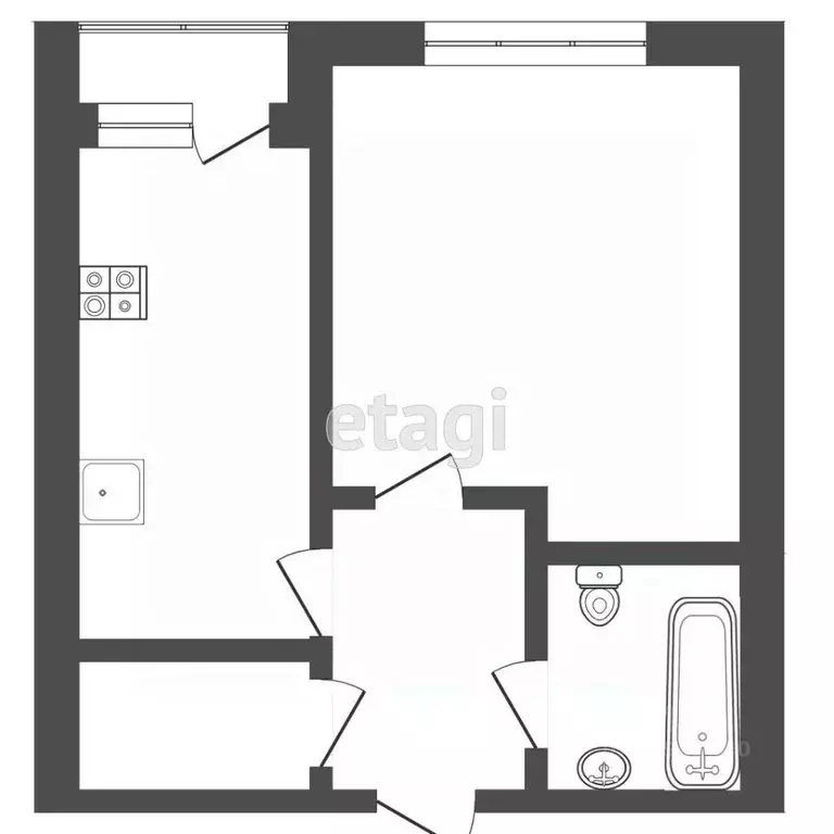 1-к кв. Тюменская область, Тюмень ул. Газовиков, 12 (26.1 м) - Фото 1