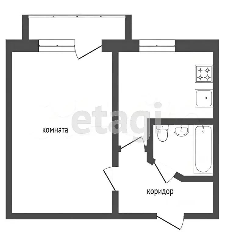 1-к кв. Ямало-Ненецкий АО, Надым ул. Зверева, 1 (29.0 м) - Фото 0