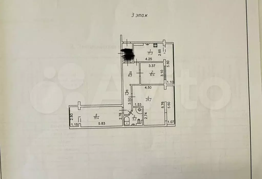 3-к. квартира, 92,2 м, 3/9 эт. - Фото 0
