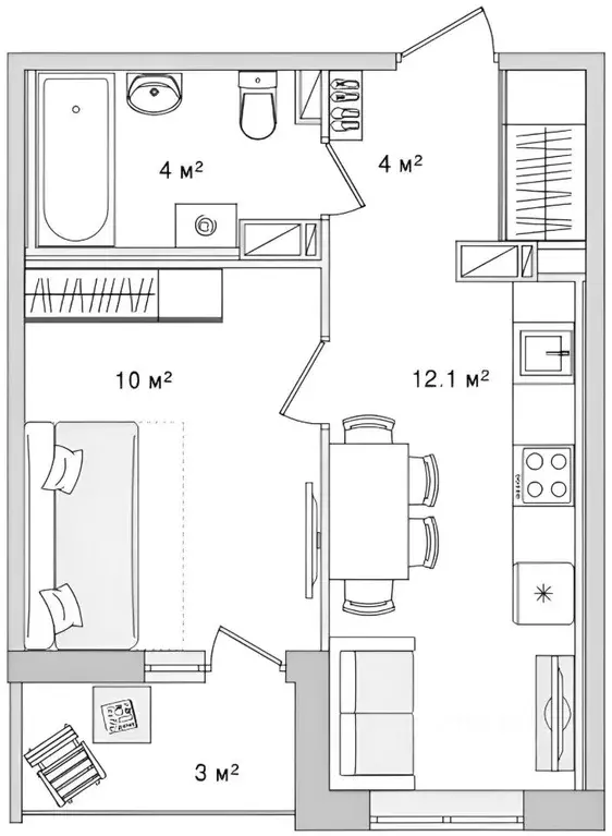 1-к кв. Санкт-Петербург Вазаский пер., 3 (37.5 м) - Фото 2